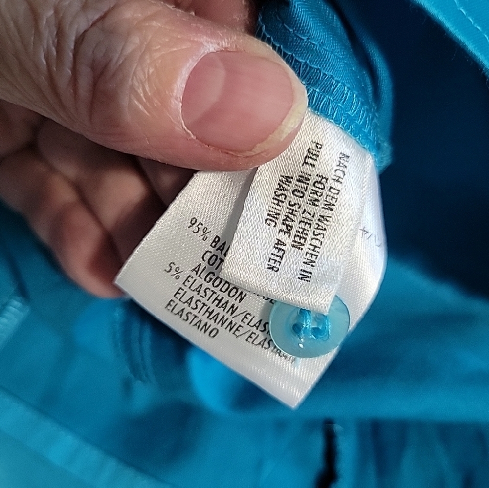 Escada Blue Teal Button-Up Women's Blouse Size 42 Tailored Fit - Picture 10 of 11